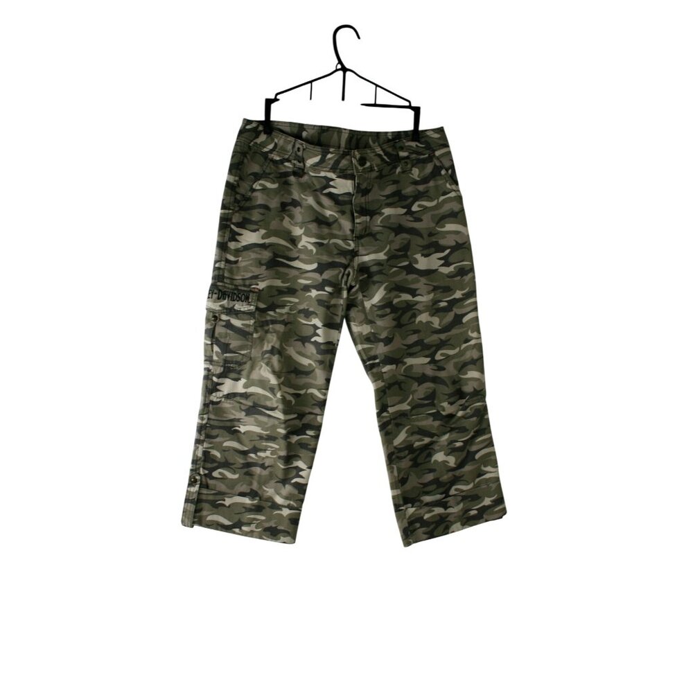 Harley-Davidson Camouflage Cargo Pants Women's Size 8 Cotton Blend Army Green - Picture 10 of 12